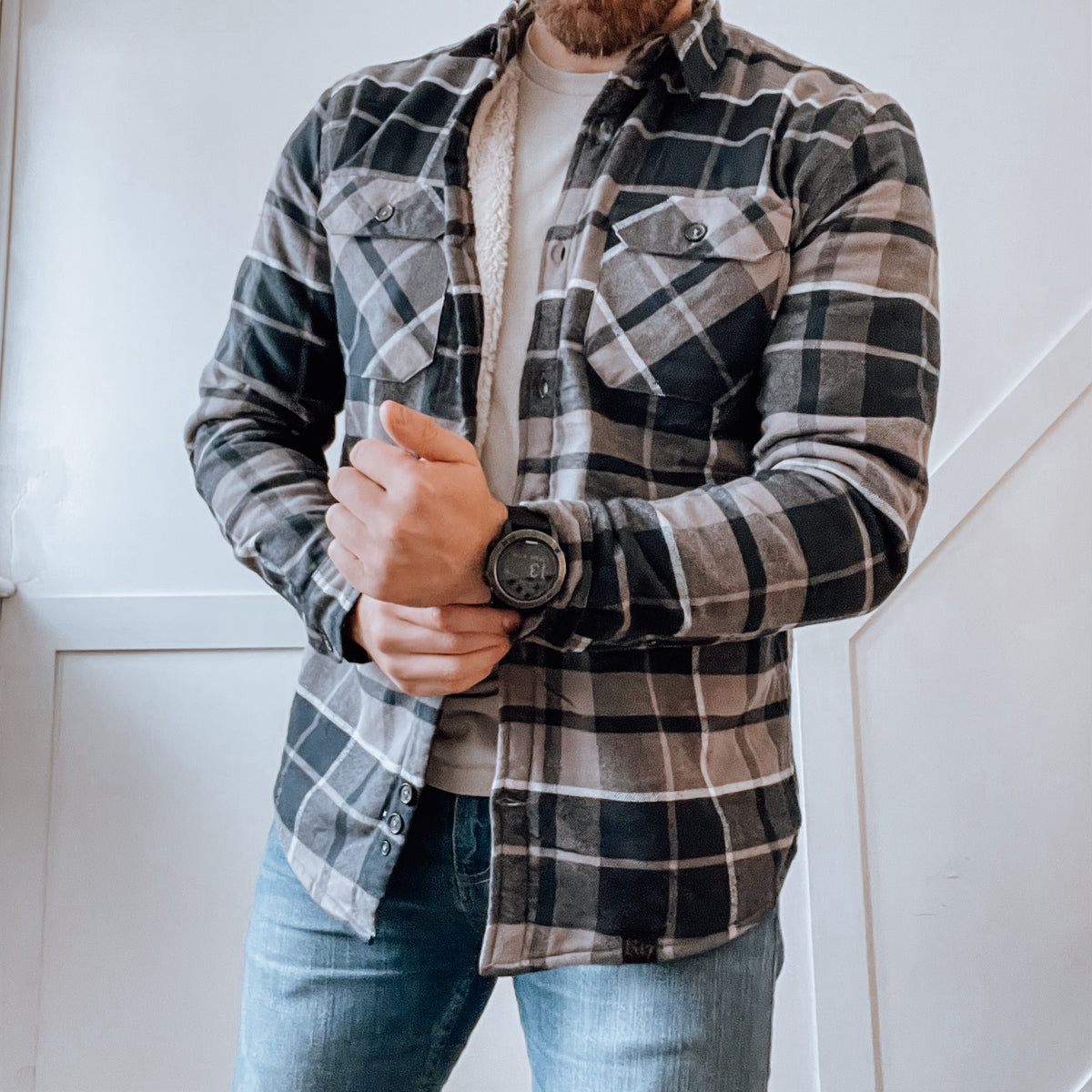 Flannel Sherpa - Grey – Reaper One Seven